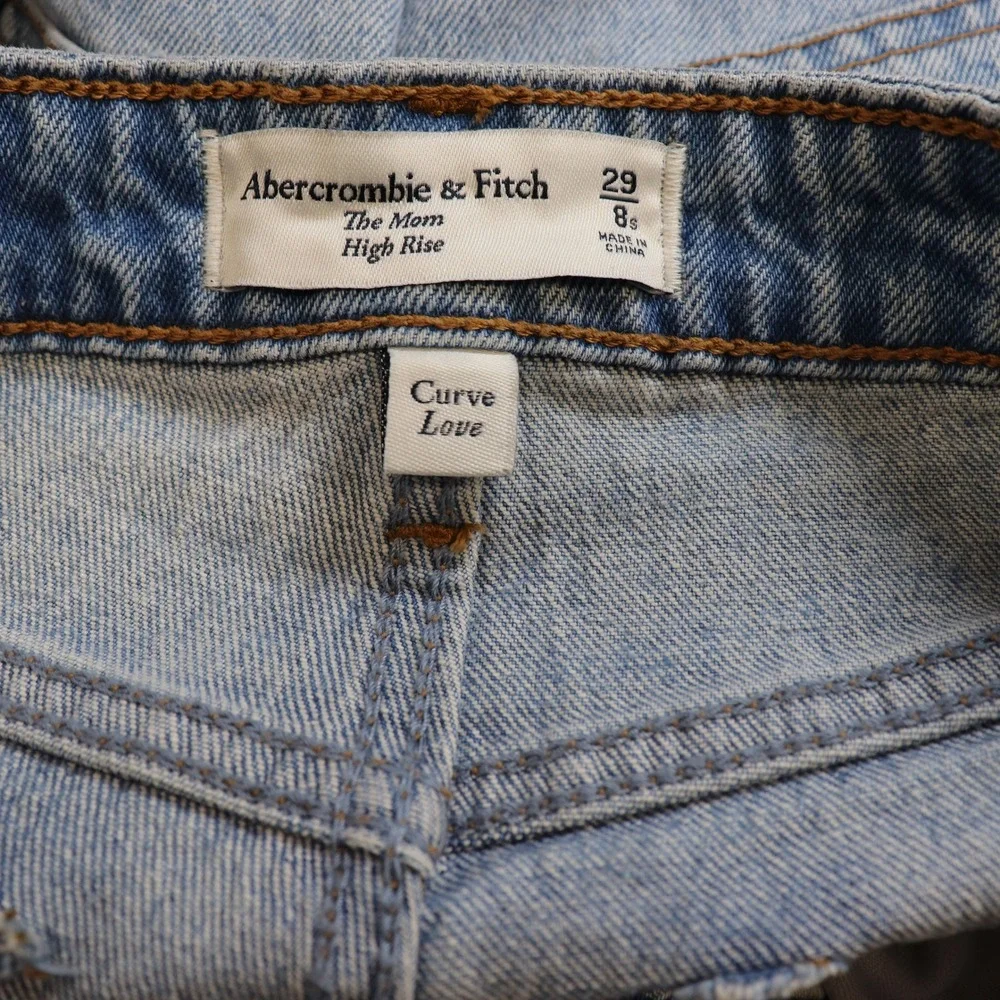 ABERCROMBIE & FITCH‎ Blue Curve Love High Rise Mom Distressed Jeans 29/8S
